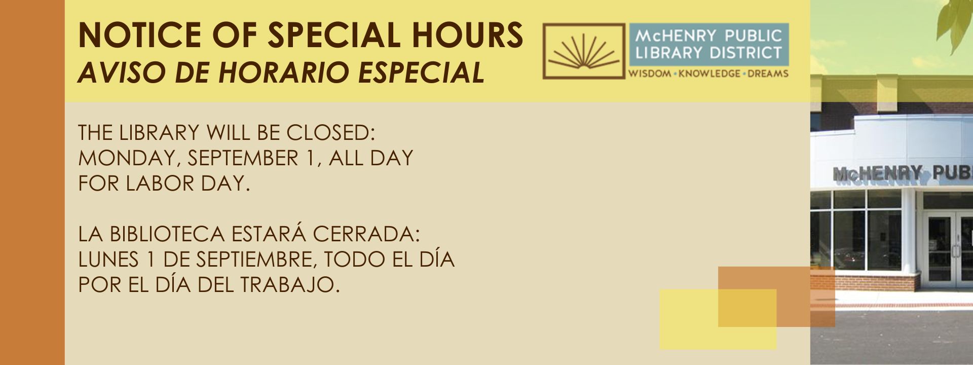 Library Closed Sept 1